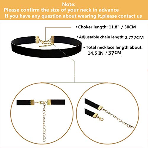 YOKER 22 Pcs Necklaces Black Velvet Choker Set for Women Classic Adjustable Gothic Lace Black Collar Tattoo Lace Chokers Charm Stretch for Party Cosplay Christmas Birthday
