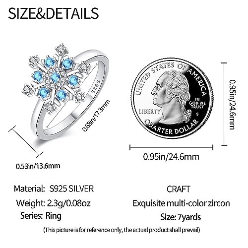 KUNSIR 925 Sterling Silver Rings Classic Cubic Zirconia Eternity Promise Statement Anniversary Wedding Bands Engagement Rings for Women Infinity Forever Love Ring Size 7-9 - style: Snowflake Ring