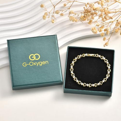 Tennis Bracelet for Women - 14K Gold Plated Heart Cubic Zirconia Bracelet, Dainty Trendy Anniversary Birthday Christmas Jewelry Gift for Her - color: Gold (5.9-6.5 Inches)
