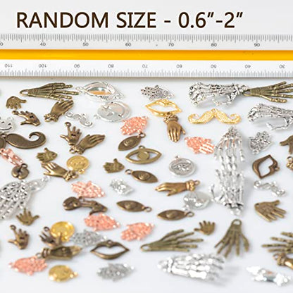 stino 100 G Mixed Style Metal Charms for Jewelry Making, Bulk Silver & Gold Plated, for Bracelet, Necklace, Earrings DIY Crafts - style: Body Parts