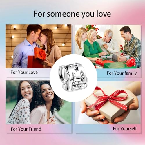 Bible Family Mom Wife Love Heart Dangle Charm 925 Sterling Silver Charms fits Bracelets and Necklace Pendant Bead Charms Jewelry Present for Women Family Friends - style: Backpack Charm