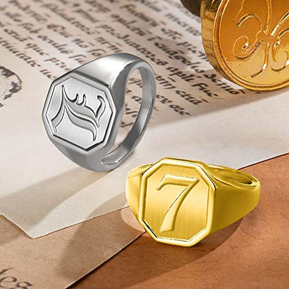 AILIN Initial Rings For Men Custom Old English Signet Rings For Women Pinky Ring With Letter