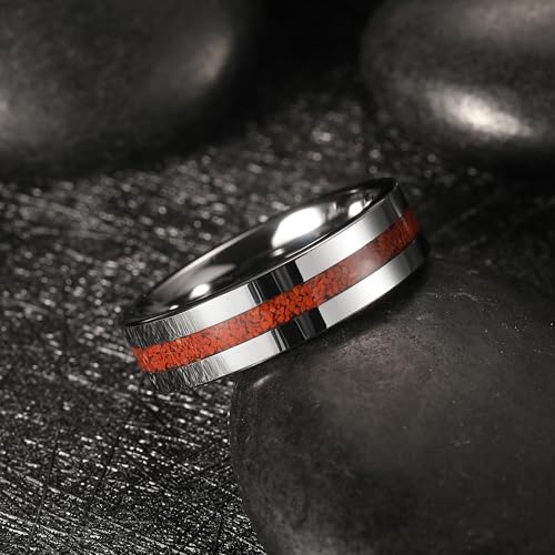 King Will Wood Wedding Band Wood Inlay for Men - color: Gunmetal-6mm