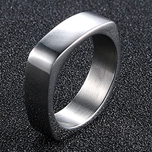 Jude Jewelers Stainless Steel Square Shaped Classic Simple Plain Wedding Band Ring - color: Silver