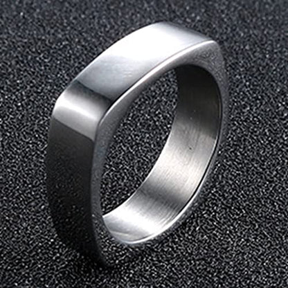 Jude Jewelers Stainless Steel Square Shaped Classic Simple Plain Wedding Band Ring - color: Silver