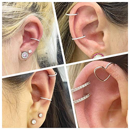 OUFER Gold Hinged Segment Earring Hoop 16G Stainless Steel with Cartilage Earrings Clear CZ Paved Tragus Helix Earrings Cartilage Earring Septum Nose Ring Hoop - color: Gold Plated-8mm diameter