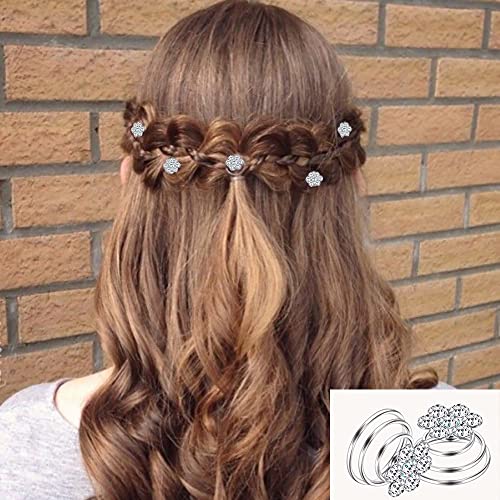 60 PCS 4 Shapes Gems Rhinestone Twister Hair Studs Set Diamond Spiral Pearl Flower Jewels Hair Pins Sticks for Wedding, Bridal, Prom, Party and Special Occasion, Pearl - color: Pearl