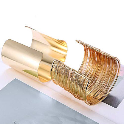 RIOSO 4 Pcs Cuff Bangle Bracelet for Women Open Wide Wire Bracelets Wrist Cuff Wrap Bracelet - color: G