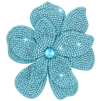 3.74 Inches Rhinestone Camellia Flower Brooch Pins & Hair Clips for Women Elegant Created Crystal Lapel Pin Brooches Wedding Party - color: Blue