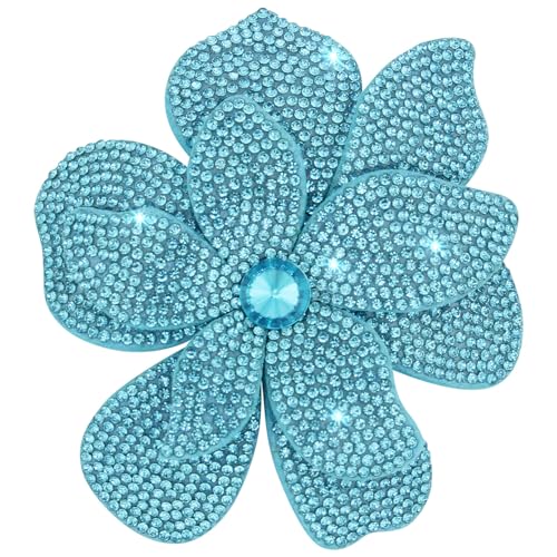 3.74 Inches Rhinestone Camellia Flower Brooch Pins & Hair Clips for Women Elegant Created Crystal Lapel Pin Brooches Wedding Party - color: Blue