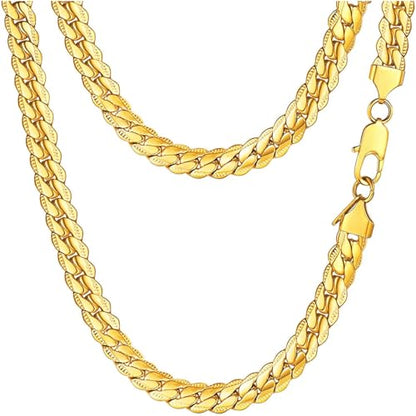 U7 Men Stainless Steel Necklace Cuban Link Chain, Flat Curb Chain Necklaces Unisex, Silver/Black/Gold Plated Chunky Hip Hop Neck Chain, 6mm/9mm Width, 18-32 Inches Length Jewelry for Mens Women - color: b. 9mm Gold, size: 30 Inches, style: a. Flat Curb