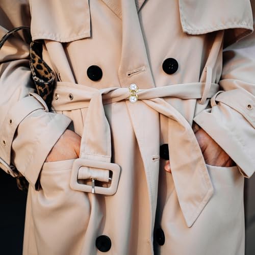 PATIKIL Scarf Rings for Women, Pearl Flower Scarf Ring Buckle and Slides for Women Metal T-shirt Ties Clip for Dress Coat - color: Silver