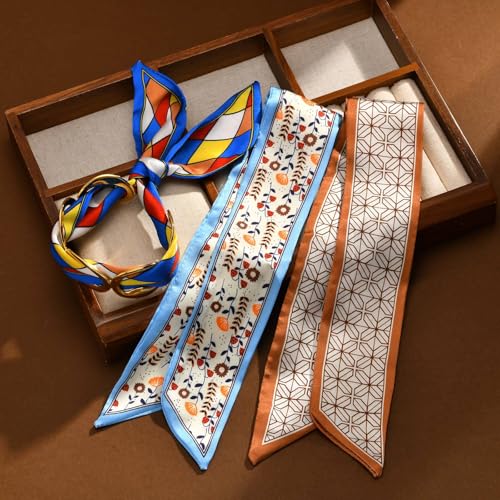 Women Trendy 2 in 1 Silk Scarf Wide Open Cuff Bangle Bracelet Set,18K Gold Plated Adjustable Scarf Cuff Bracelet, Stainless Steel Fashion Statement Wrist Cuff Wrap Jewelry Gifts - color: Blue