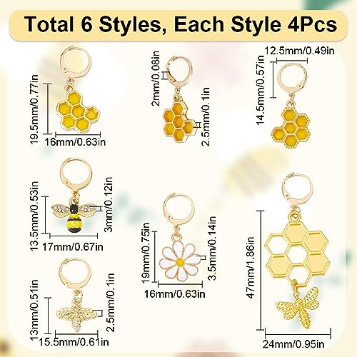 SUNNYCLUE 1 Box 12Pcs Bee Charms Knitting Stitch Markers Cute Removable Clip on Bracelets Charm Daisy Flowers Charms Lobster Claw Clasps Crochet Stitch Markers for DIY Knitting and Crocheting Sewing - color: 12pcs Bee & Flower Stitch Markers With Upgraded