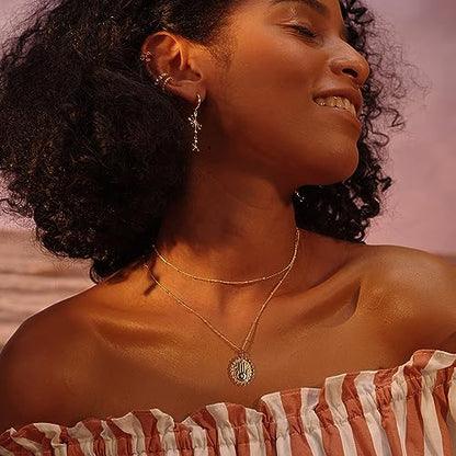 Fettero Pendant Necklace Gold Choker Layered Coin Open Karma Circle Full New Crescent Moon 14K Gold Plated Simple Dainty Necklaces for Women Jewelry Gift - style: Peace