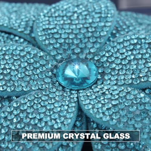 3.74 Inches Rhinestone Camellia Flower Brooch Pins & Hair Clips for Women Elegant Created Crystal Lapel Pin Brooches Wedding Party - color: Blue