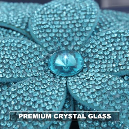 3.74 Inches Rhinestone Camellia Flower Brooch Pins & Hair Clips for Women Elegant Created Crystal Lapel Pin Brooches Wedding Party - color: Blue