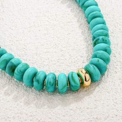 Chunky Beaded Necklace for Women Trendy Multicolor Resin Beads Choker Necklaces Boho Summer Statement Necklace Chunky Heart Jewelry - color: Chunky bead necklace-blue