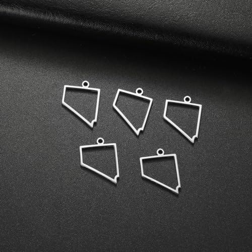 kkjoy 5Pcs Hollow Continents Maps of USA Pendant Charms for Jewelry Making and Crafting, Stainless Steel Mini Charm Craft Supplies Accessories for DIY Bracelet Necklace Earrings - color: Hollow Nevada Map - Silver