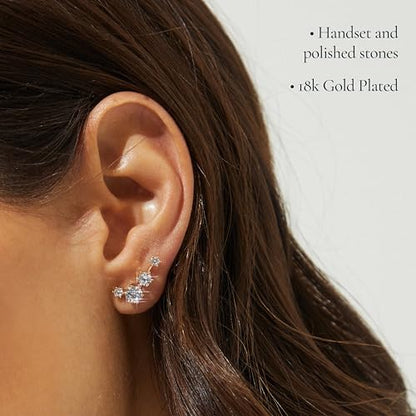 Nadri Climber Earrings for Women - Bridal Gifts and Wedding Jewelry - Ear Cuffs and Ear Climbers - color: Gold