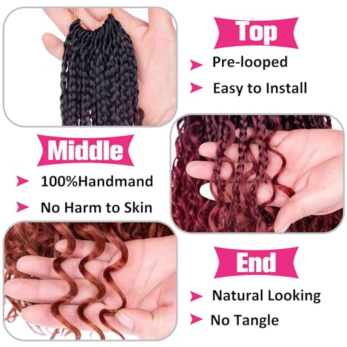 Unionbeauty 18 Inch Boho Box Braids Crochet Hair Goddess Box Braids Crochet Hair 8 Packs Bohemian Box Braids Crochet Hair for Black Woman Ombre Curly Crochet Braids Braiding Hair Extension 1B/530/350# - color: 1B/530/350#, size: 18 Inch (Pack of 8)