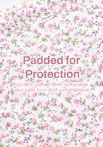 TeeYee Nylon Hair Tools Travel Bag for Dyson Airwrap Quilted Toiletry Bag | Travel Storage Bag for Shark Flexstyle/Curling Iron,Water-repellent,Wide-open,Well-structured,Heat-safe lining,001pinkflower - color: Pinkflower