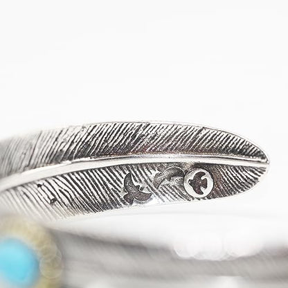 Innocence S925 Silver-Plated Antique Wide Feather Cuff Bracelet For Men Women Adjustable Retro Twisted Feathers Bracelets Gift Jewelry - color: Feather C