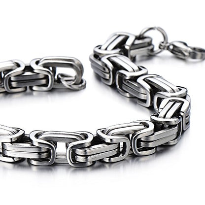 COOLSTEELANDBEYOND Mens Women New Stainless Steel Braided Link Bracelet Polished - color: A-Metal Color: Silver