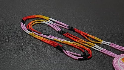 Handmade Native American Style Tribal ethnic Seed Bead Beaded Layered Medallion Necklace - color: Baby Pink