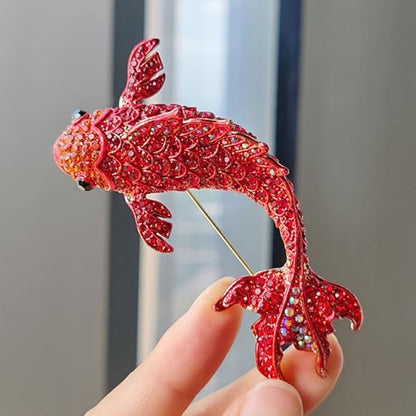 HETICA Animal Brooch for Women, Funny and Cute Flower Brooch Safety Pins Clothing Backpack Hat Decoration Enamel Pins Fashion Women Brooches and Pins Jewelry - style: Fish (Red Koi)