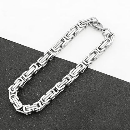 Kim Carrey Stainless Steel Bicycle Chain Bracelet for Men, 8mm Wide, Lobster Clasp, Color-Fast, Cool Durable Jewelry Gift for Him
