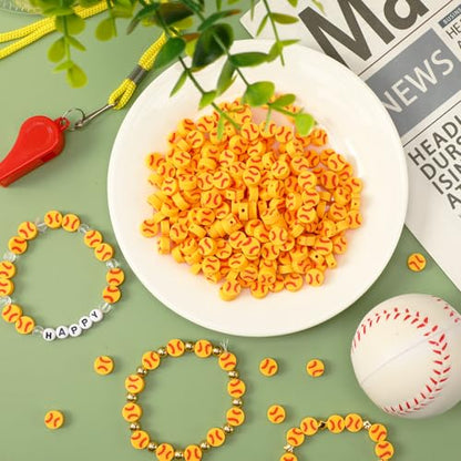 300Pcs Softball Clay Beads for Jewelry Making | Softball Polymer Clay Beads,for Bracelets Necklaces Earrings and Crafts Supplies - color: Softball Color