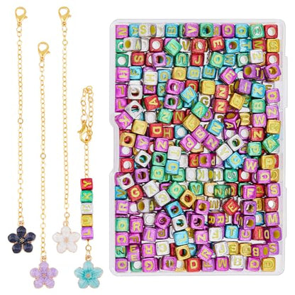 DICOSMETIC Cup Letter Charm Personalized Handle Charm 4Pcs Chains with 300Pcs Acrylic Beads Name Letter Charms Accessories for Cup