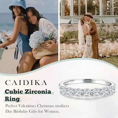 3.5mm Stackable Rings S925 Sterling Silver Created Birthstone & Cubic Zirconia Ring for Women Wedding Bands Anniversary Birthday Jewelry Size 6 to 10(with Box) - color: 04-Cubic Zirconia-Apr