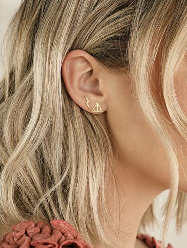 Altitude Boutique Cubic Zirconia Lightning Bolt Earrings | CZ Gold Stud Earrings for Women | Hypoallergenic Geometric Punk Earrings - color: Silver
