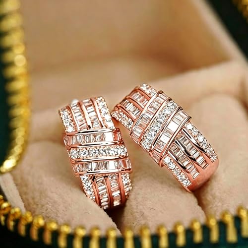 Modern Fashion Women Hoop Earrings Full Crystal CZ Wedding Trendy Jewelry - color: Rose Gold Color