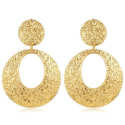 Matte Gold Silver Large Clip On Earrings for Women Statement Earrings - color: Clip e