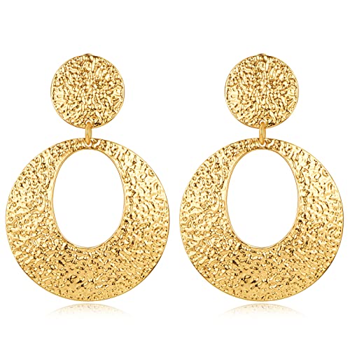 Matte Gold Silver Large Clip On Earrings for Women Statement Earrings - color: Clip e