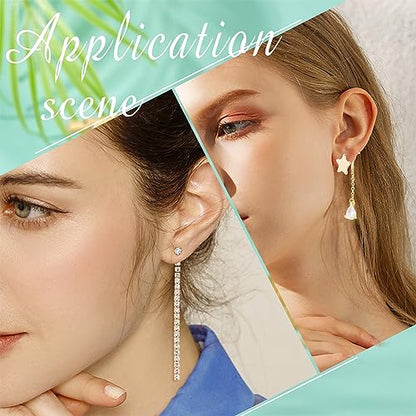 SUNNYCLUE 1 Box 8Pcs 2 Style Real 18K Gold Plated Earring Backs Ear Studs Rhinestone Tassel Earring Findings Long Chain Butterfly Ear Nuts for Jewelry Making Women Adult DIY Earrings Craft Accessories - color: 8pcs 2 Styles 18k Gold Plated Earring Backs T