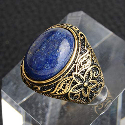Retro Unisex Stainless Steel Oval Gemstone Hollow Flower Carved Signet Ring - color: Gold Black-Violet