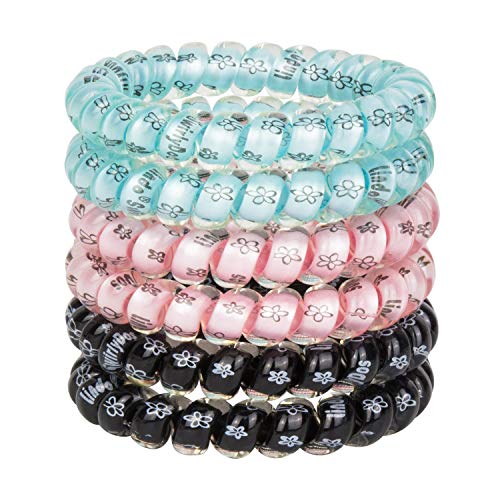 Lindo LARGE SWIRLYDO Premium Waterproof Coil Hair Ties, No Pony Line, No Headaches, No Slip, Strong Gentle Accessory for Women, Multi-colored (Plumeria) - color: Plumeria