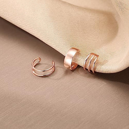 SLUYNZ Solid 925 Sterling Silver Ear Cuff Earrings for Women No Piercing Cartilage Earrings Tri Earrings, Helix Cuff Earrings for Men - color: C-Rose Gold Plated