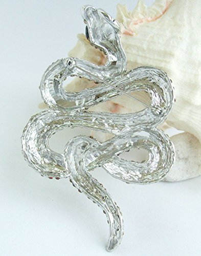 Classic 3.94" Unique Animal Snake Brooch Pin Pendant Austrian Crystal BZ5847 - color: Silver-Tone Purple