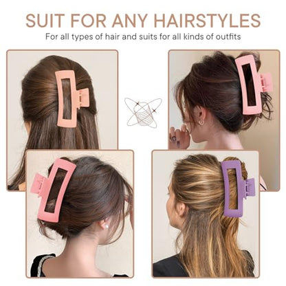 MINMUNJIU 4 Pack Extra Large Matte Non-Slip Jumbo Claw Clips for Long Curly Hair - Hair Accessories for Women and Girls - color: Style 4