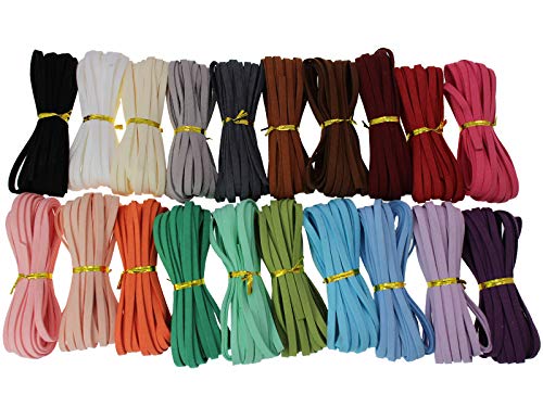Faux Suede Leather Cord String for Jewerly Making 5mm 100 Yards Assorted Color Bracelet String Flat Thin Leather Lace Thread for Necklace-Chocker & DIY Projects - size: 100 Yards Assorted