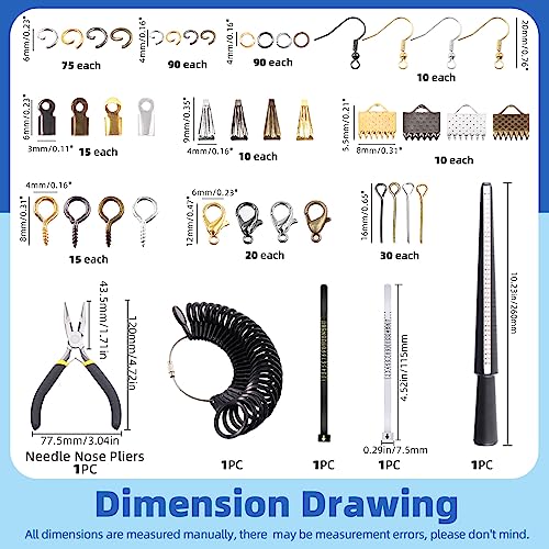 Glarks 1465Pcs Jewelry Making Kit, Jewelry Making Supplies Kit Includes Jewelry Pliers Tools, Jewelry Findings for Jewelry Making and Repair - size: 1465pcs