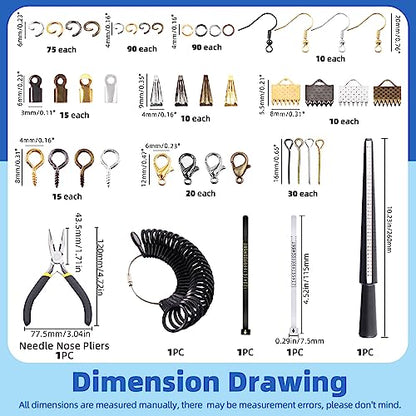 Glarks 1465Pcs Jewelry Making Kit, Jewelry Making Supplies Kit Includes Jewelry Pliers Tools, Jewelry Findings for Jewelry Making and Repair - size: 1465pcs