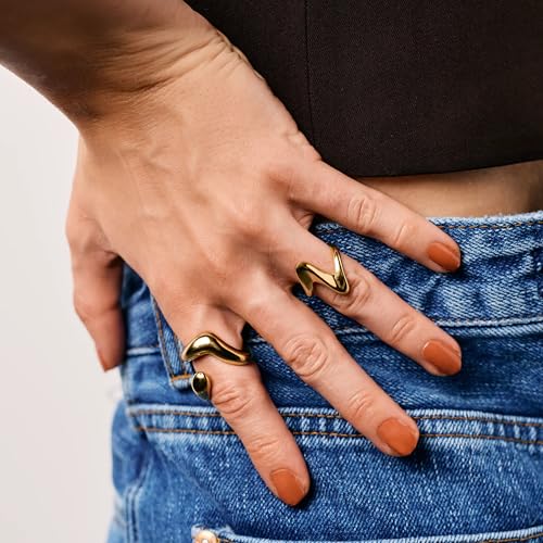 Hey Harper Gold Ring for Women - Gold Plated Stacking Waterproof & Sweatproof Jewerly Ring - Everday Non Tarnish Cute Fashion Circle Rings - style: September Milo Ring