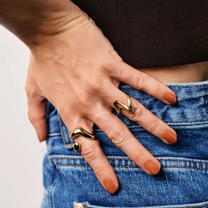 Hey Harper Gold Ring for Women - Gold Plated Stacking Waterproof & Sweatproof Jewerly Ring - Everday Non Tarnish Cute Fashion Circle Rings - style: September Milo Ring