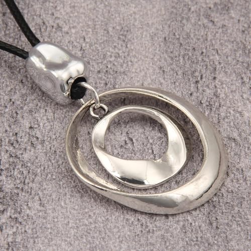 Bohemian Necklaces for Women Long Leather Necklace with Large Pendant Chunky Boho Hippie Jewelry Pendant Chocker Necklace - style: Bohemian Pendant Necklaces